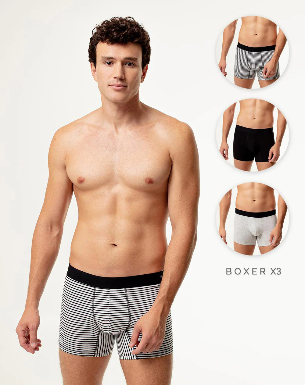 Bóxer medio algodón jersey x3unds surtido