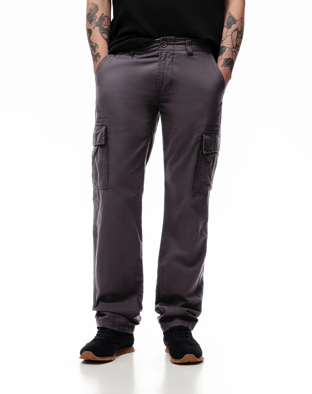 Pantalón cargo slim algodón gris hombre - Image 4