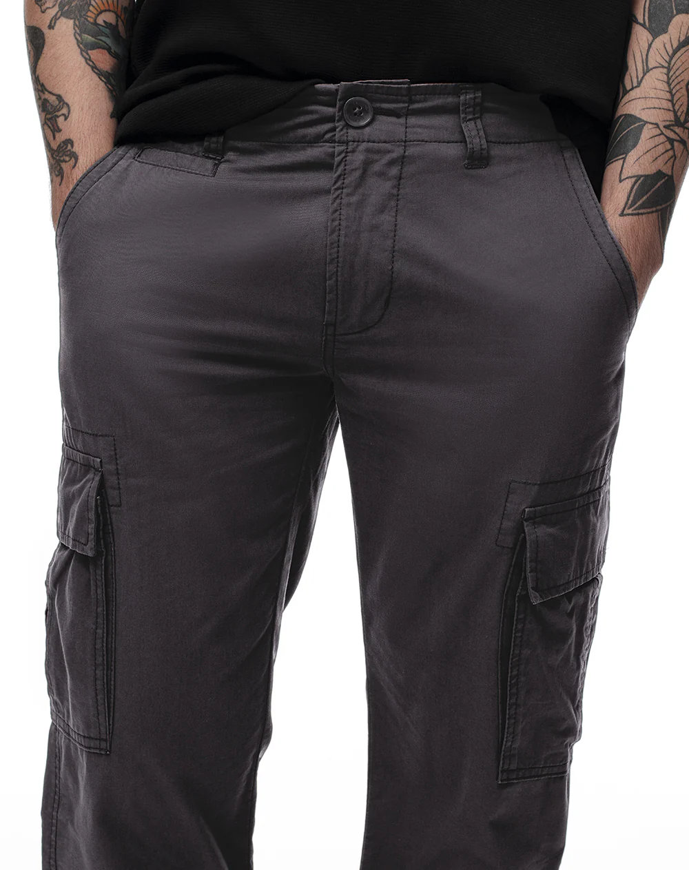 Pantalón cargo slim algodón gris hombre - Image 5