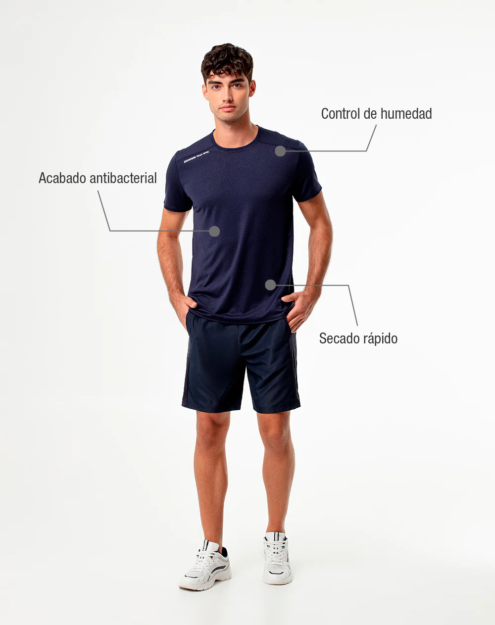 Camiseta deportiva control humedad azul hombre - Image 2