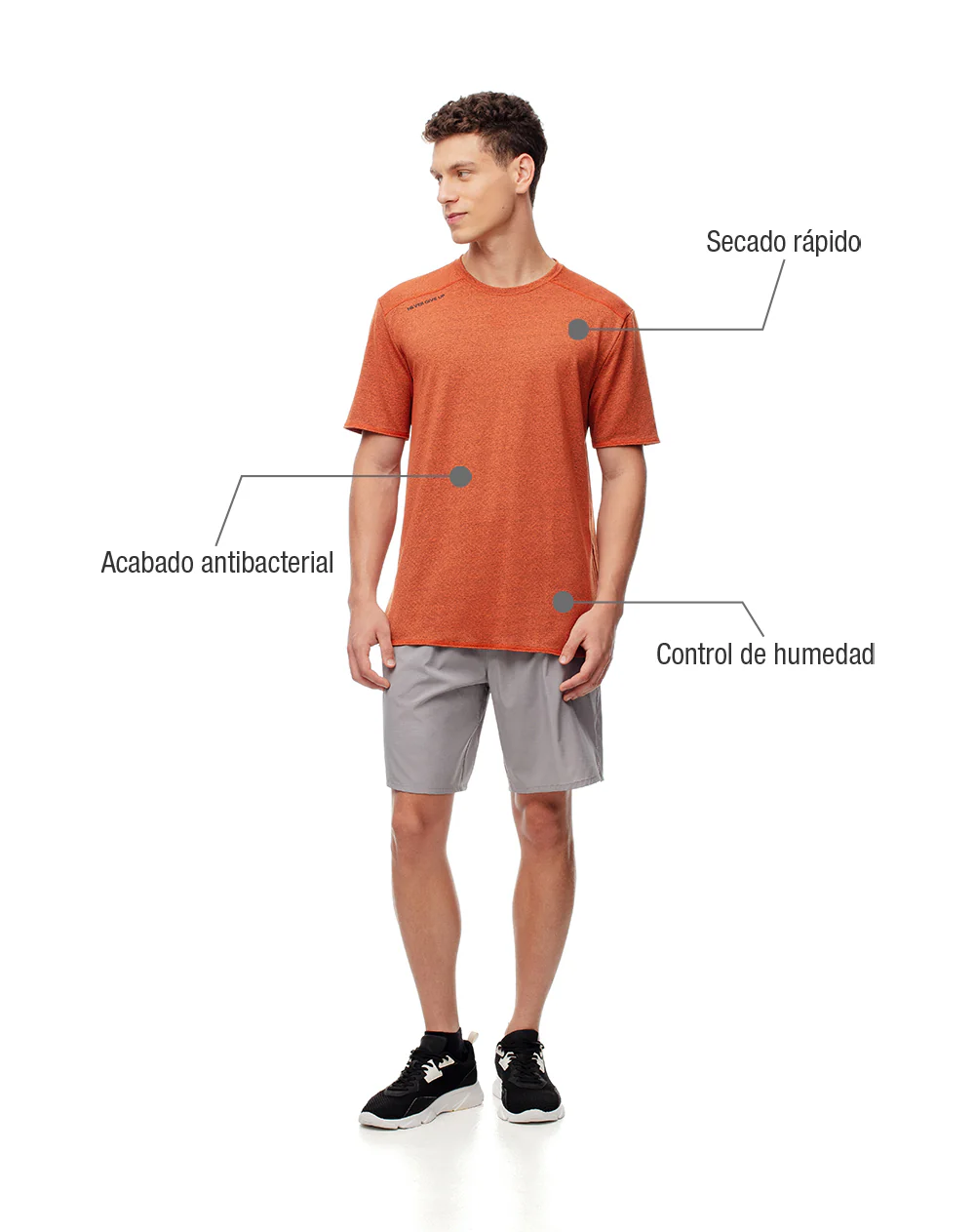 Camiseta deportiva control humedad naranja hombre - Image 2