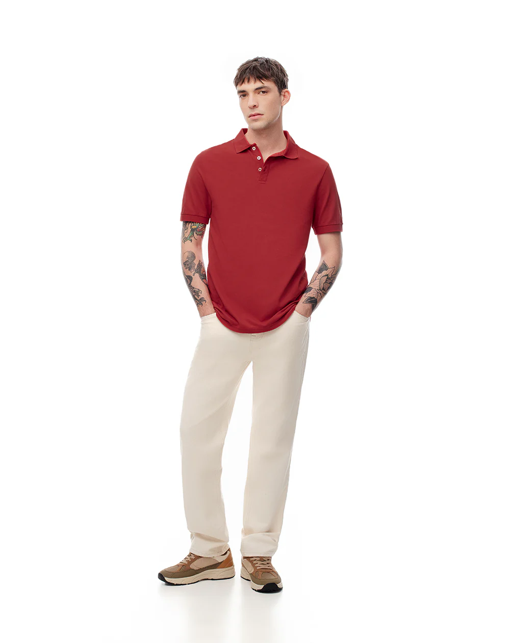 Polo slim algodón roja hombre - Image 3