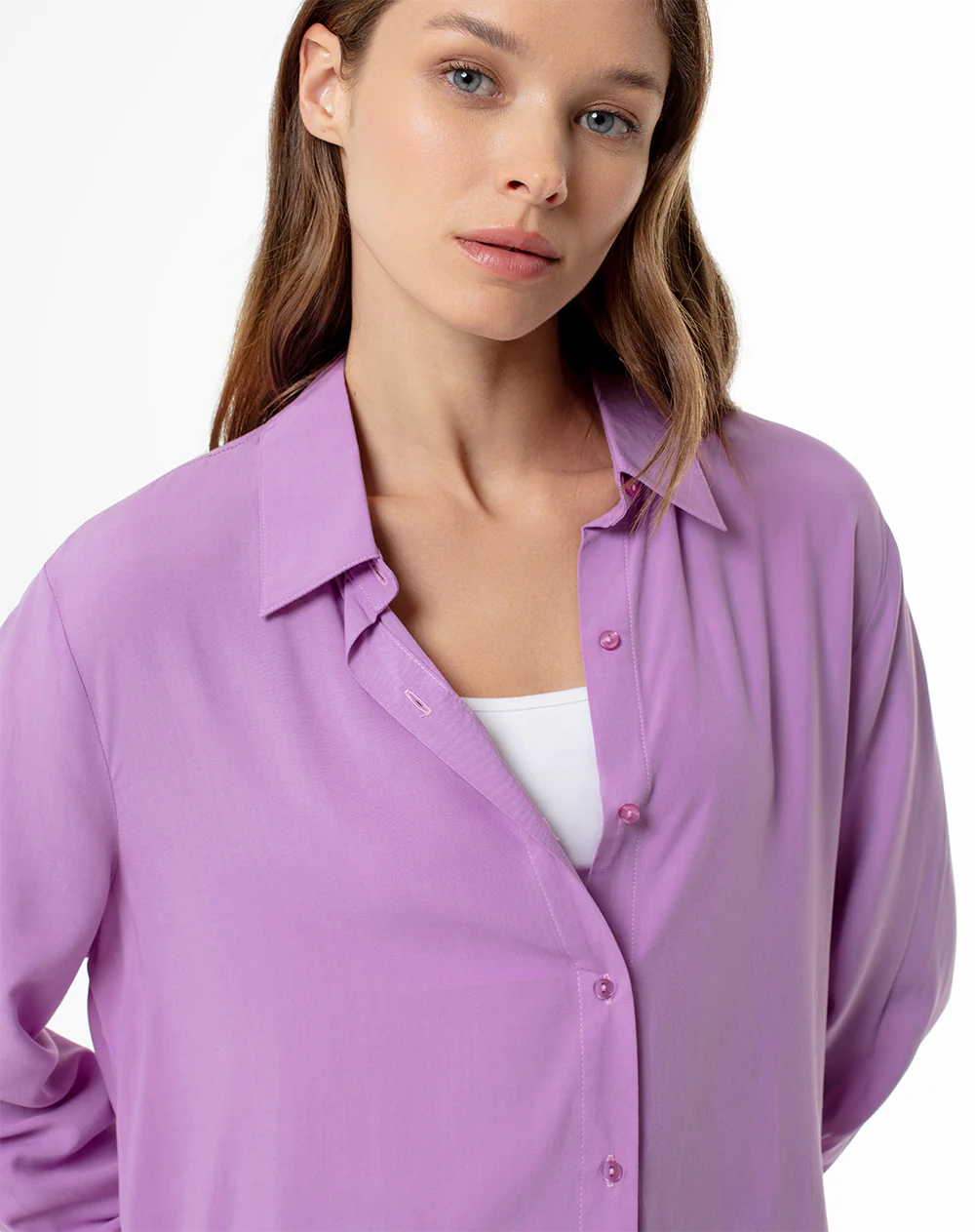 Camisa manga larga holgada lila mujer - Image 3