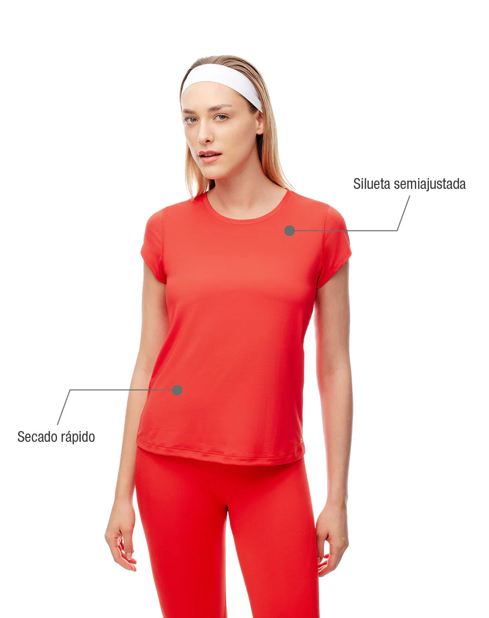 Camiseta deportiva secado rápido roja mujer - Image 2