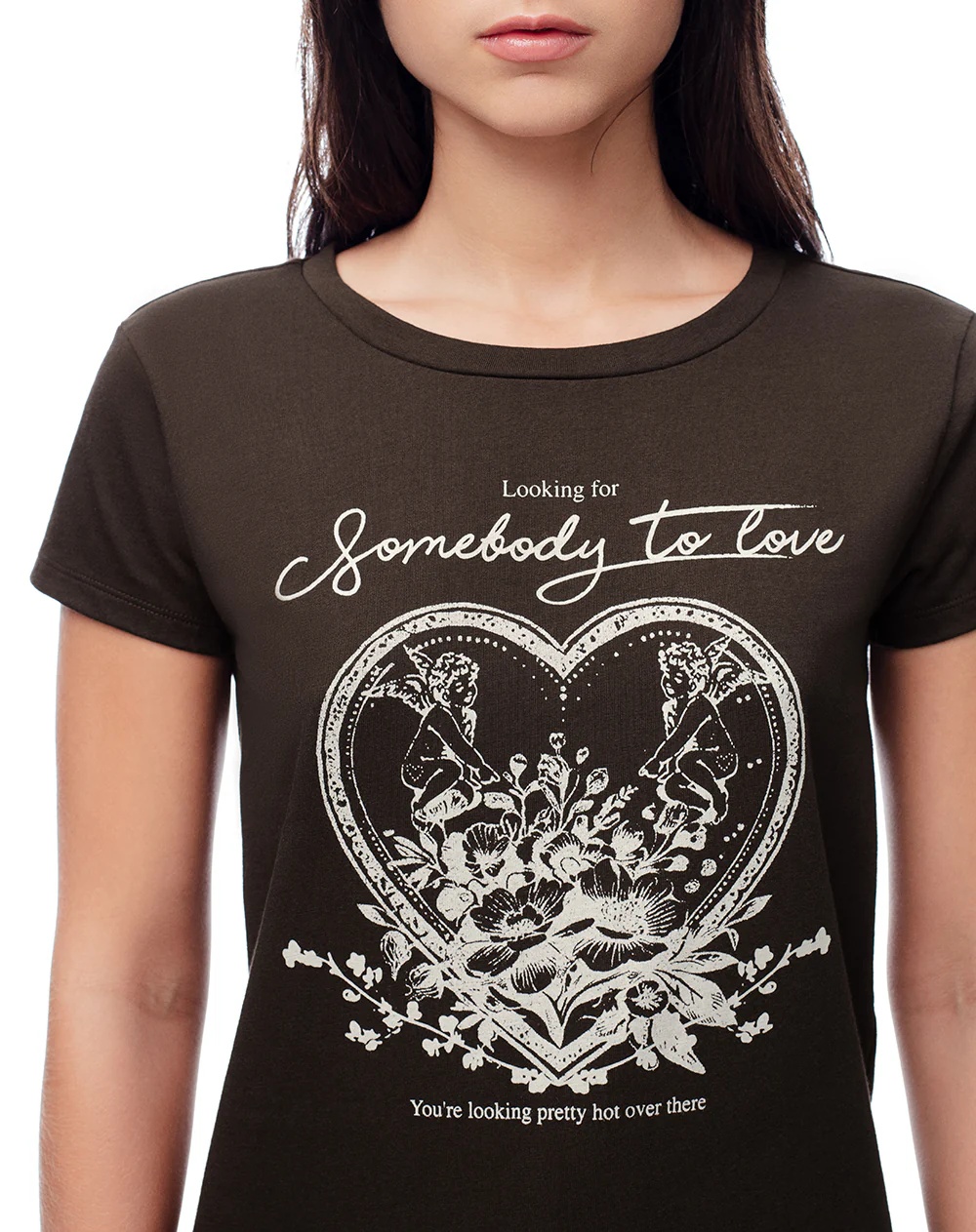 Camiseta regular algodón chocolate estampada mujer - Image 3