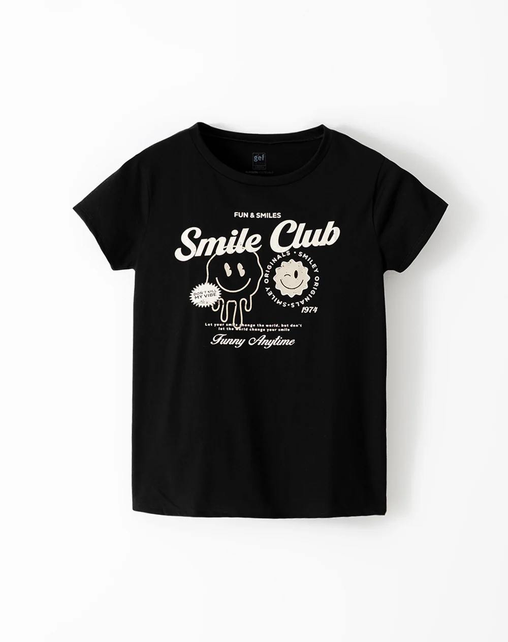 Camiseta regular algodón negra estampada mujer - Image 5