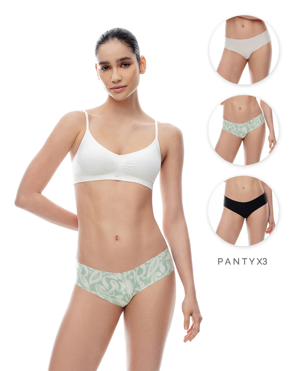 Panty cachetero tiro medio invisible x3unds surtido