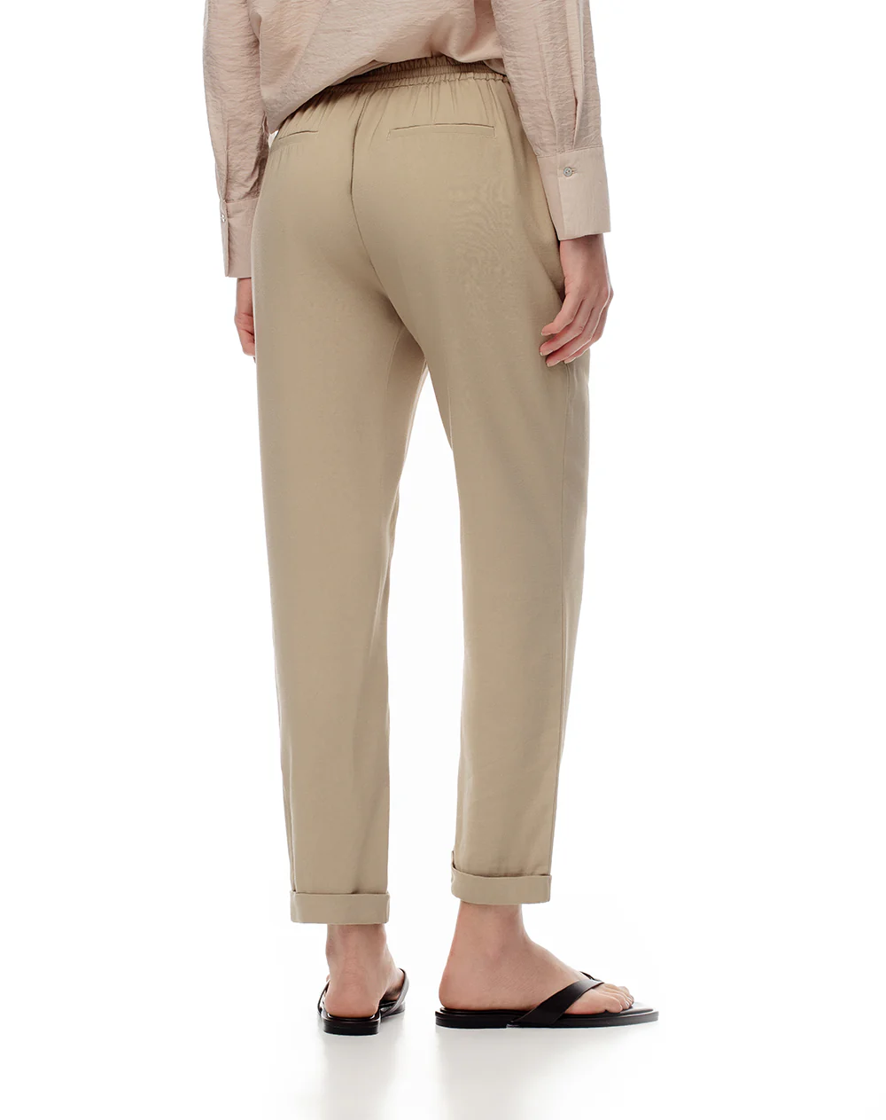 Pantalón recto tiro alto caqui mujer - Image 4