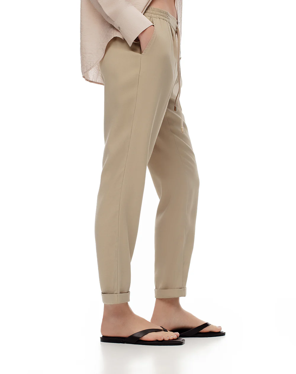 Pantalón recto tiro alto caqui mujer - Image 5