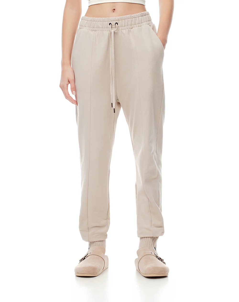Jogger tiro medio algodón arena mujer - Image 3