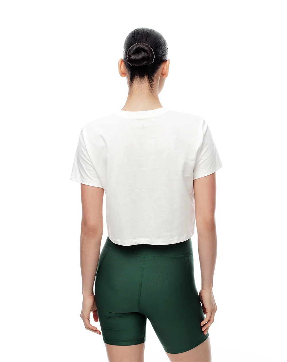 Camiseta crop regular algodón blanca mujer - Image 2