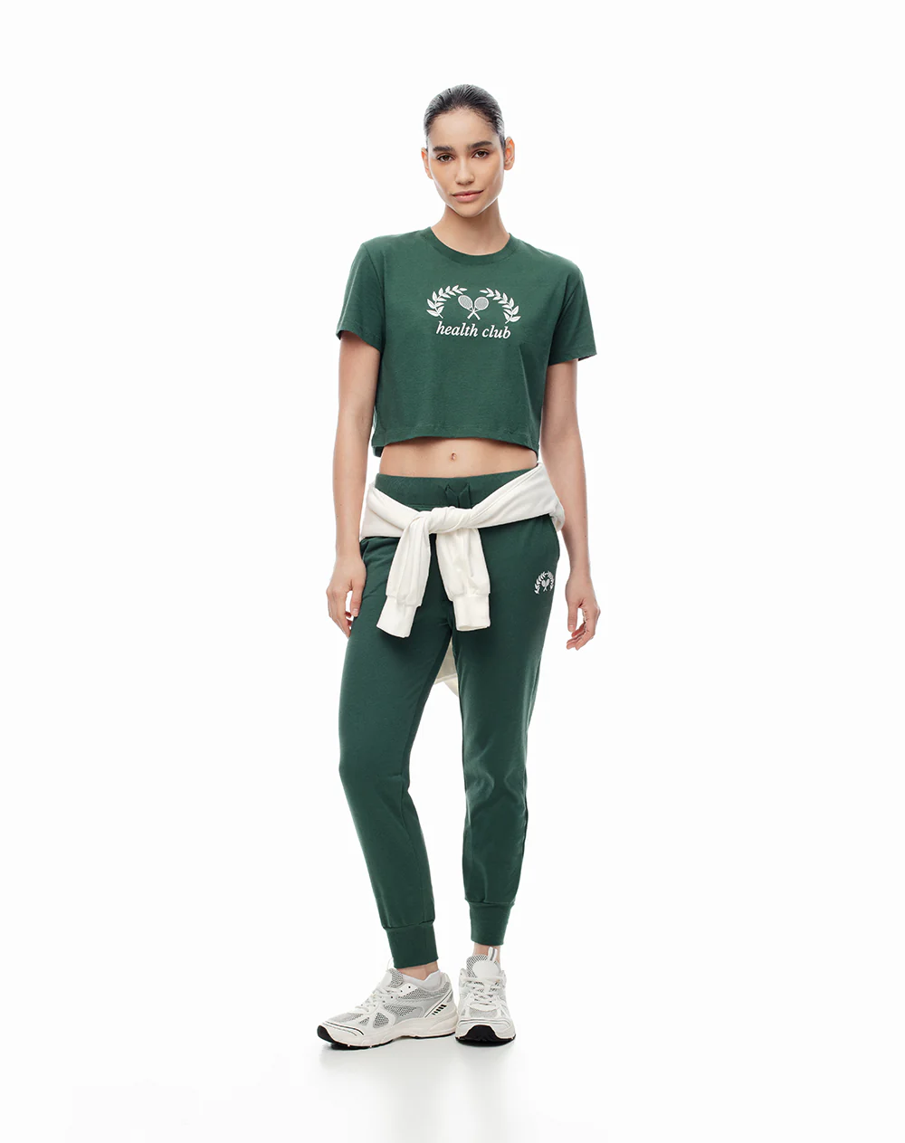 Camiseta crop regular algodón verde mujer - Image 4