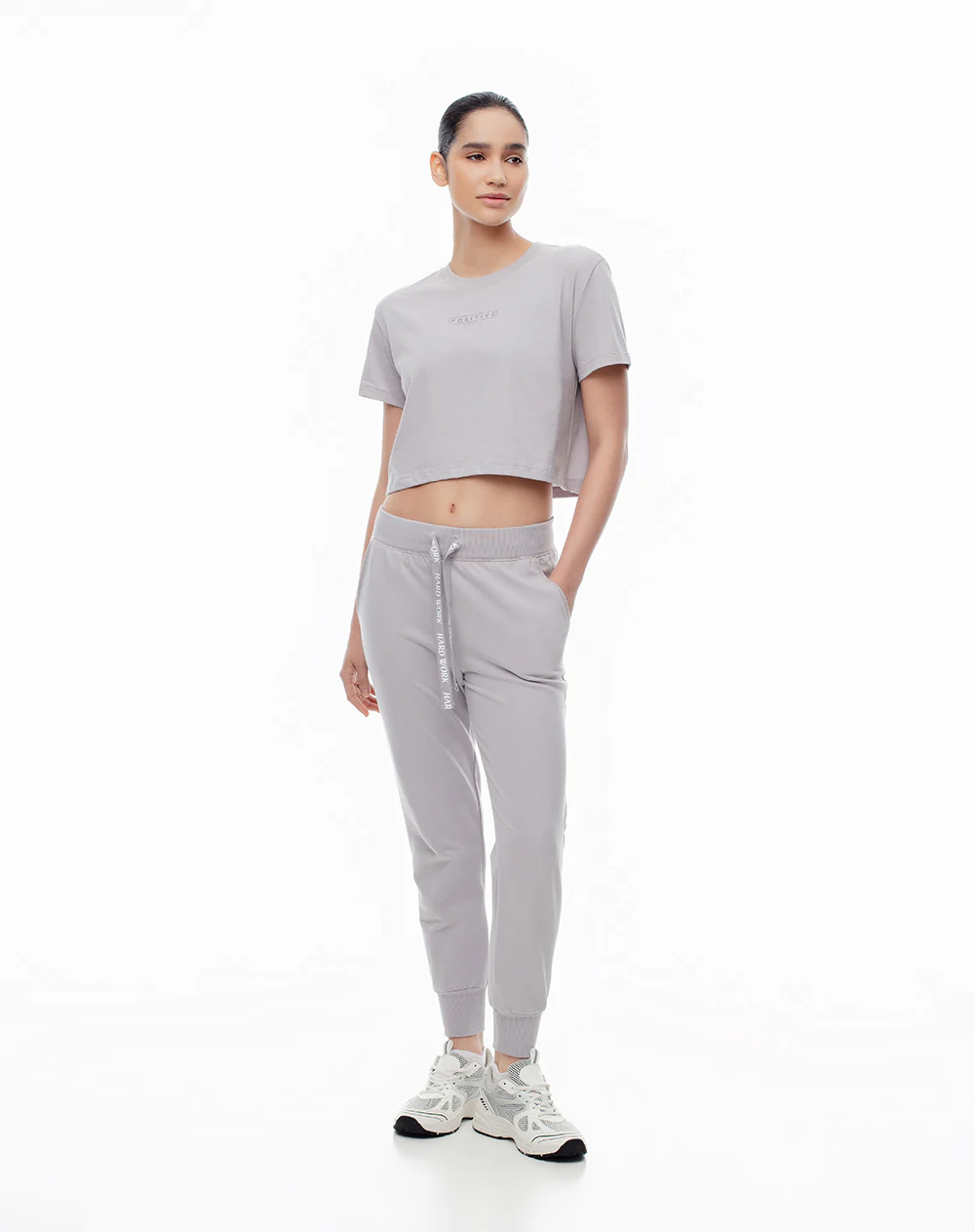 Camiseta crop regular algodón gris mujer - Image 5