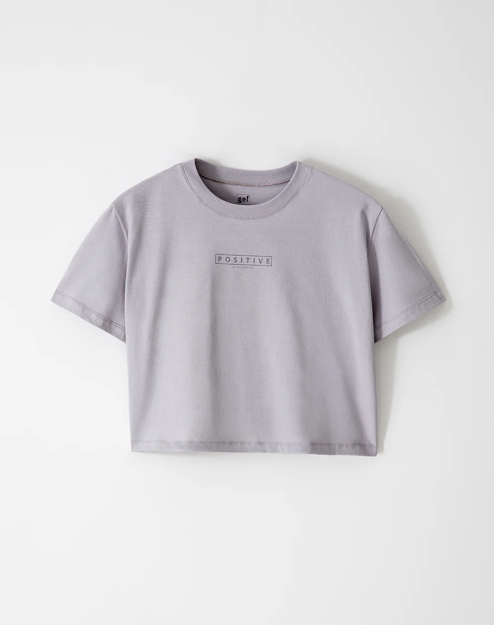 Camiseta crop regular algodón gris mujer - Image 6