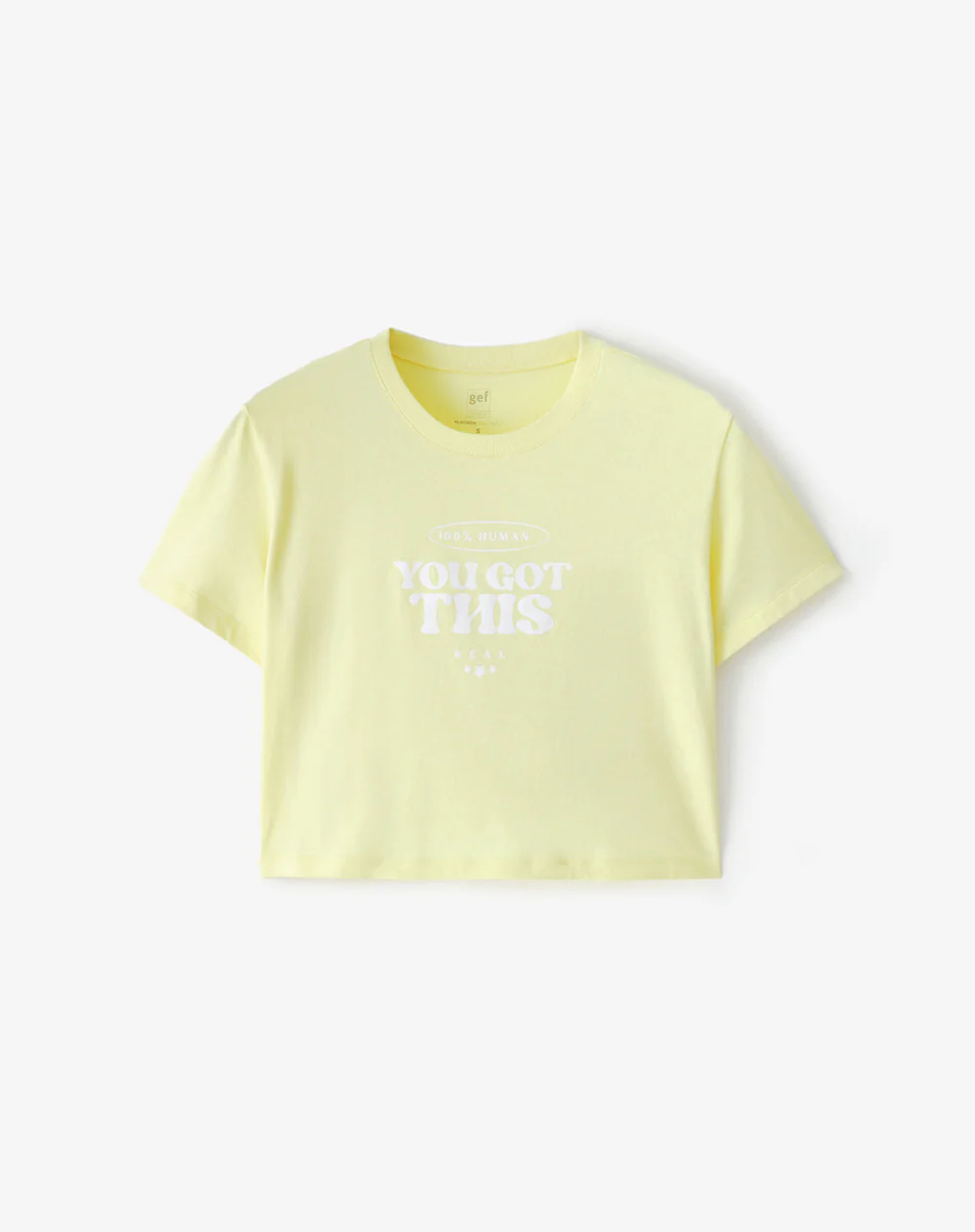 Camiseta crop regular algodón amarilla mujer - Image 2