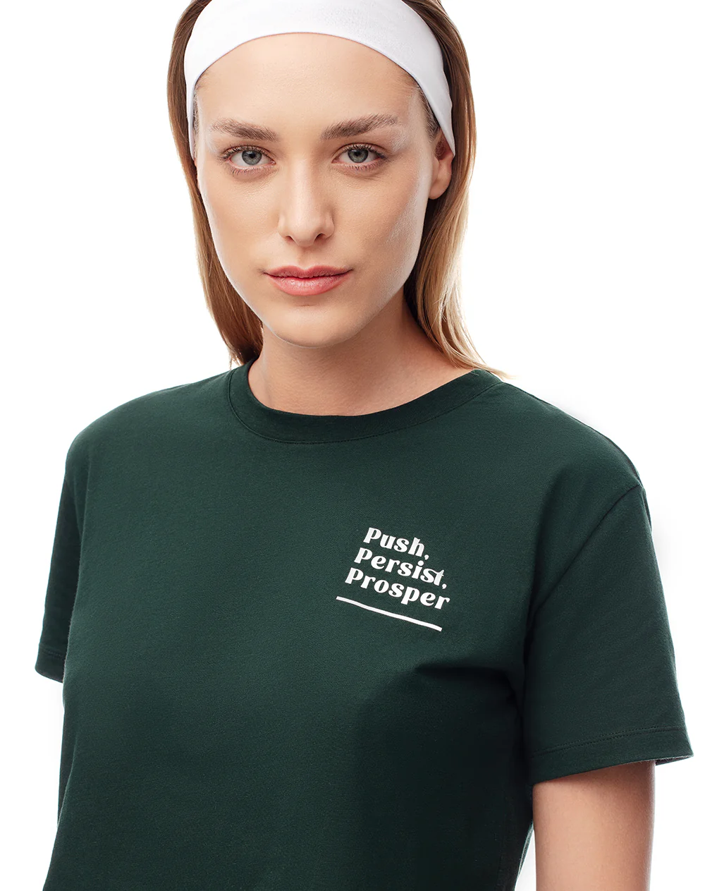 Camiseta crop regular algodón verde mujer - Image 3