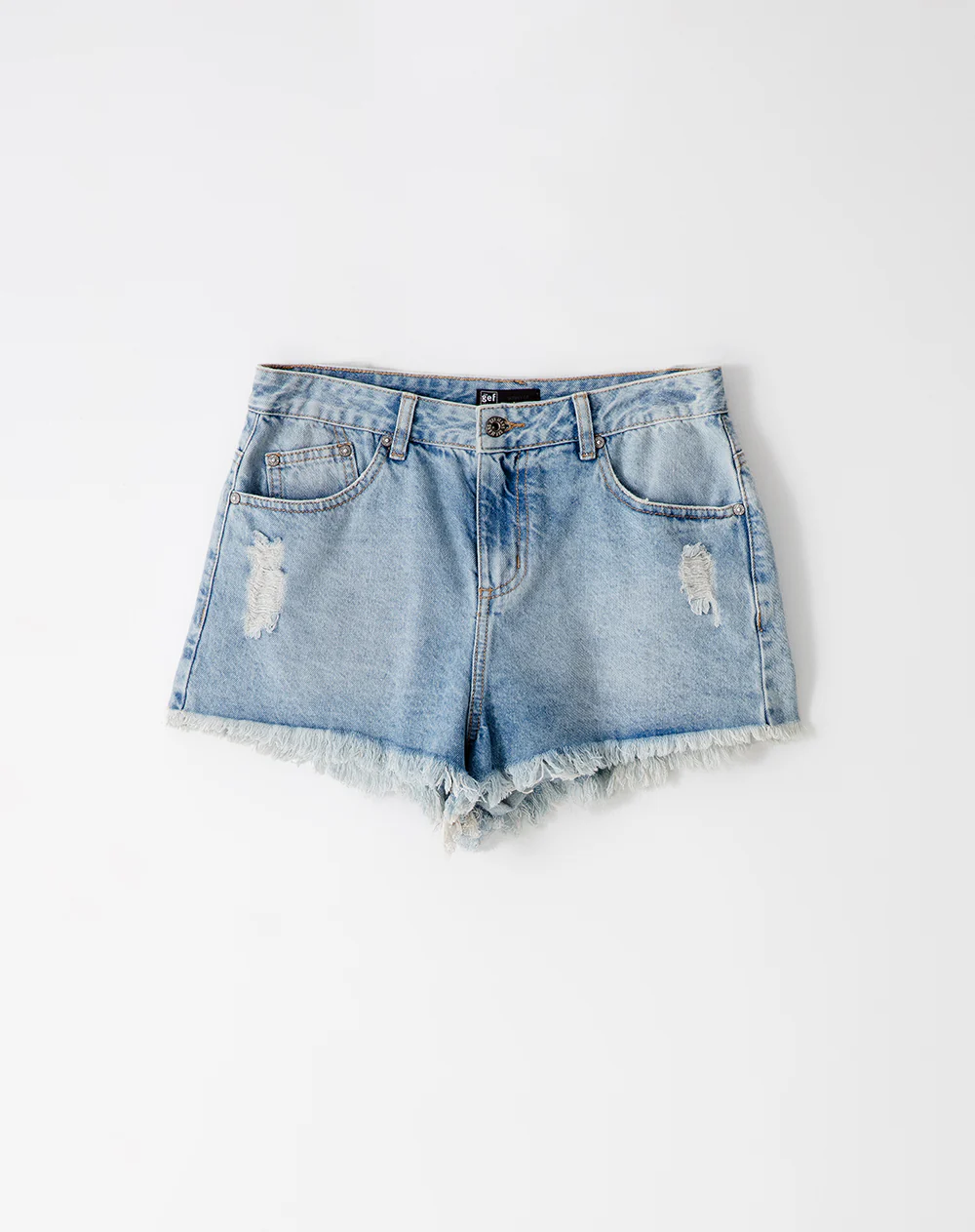 Short tiro medio denim desgaste índigo medio mujer - Image 5