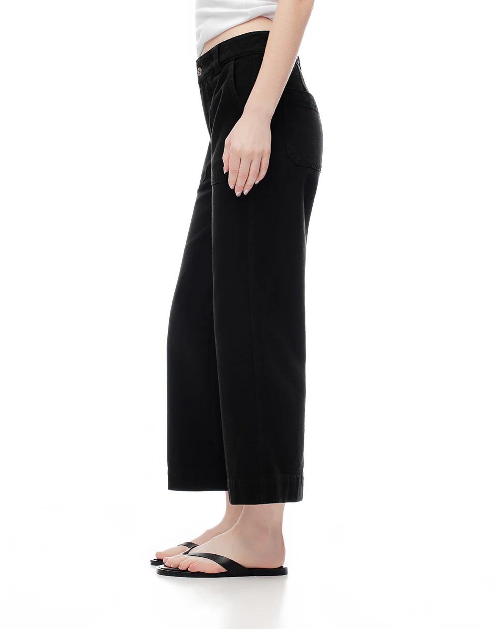 Jean culotte tiro medio negro mujer - Image 4