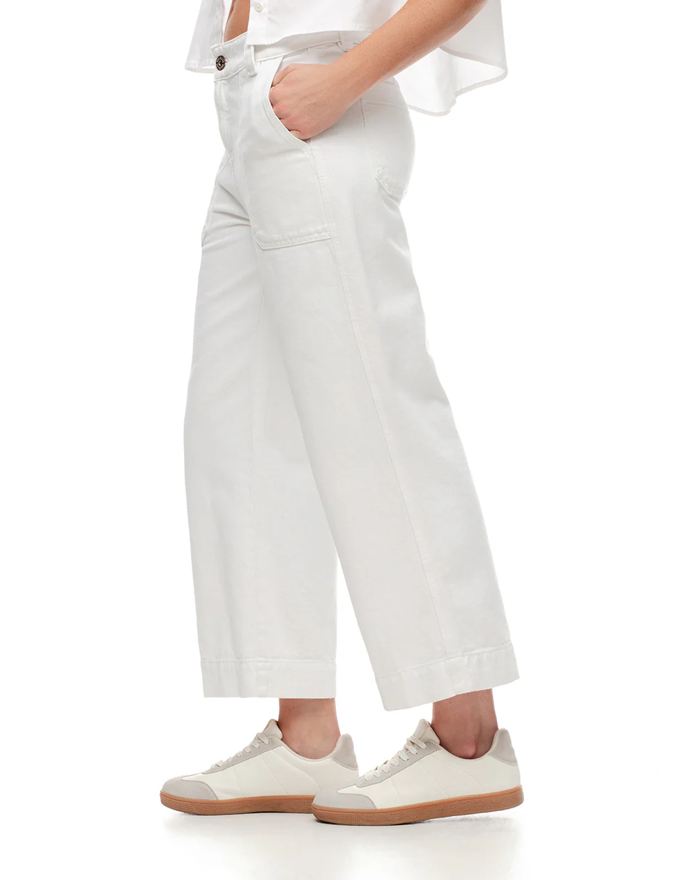 Jean culotte tiro medio blanco mujer - Image 3