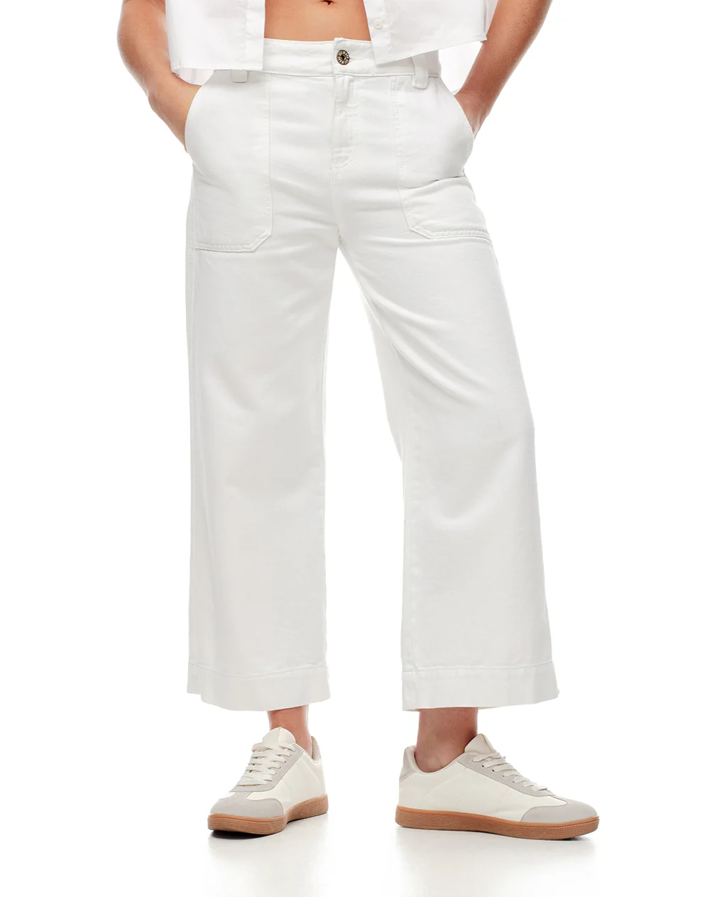 Jean culotte tiro medio blanco mujer - Image 5