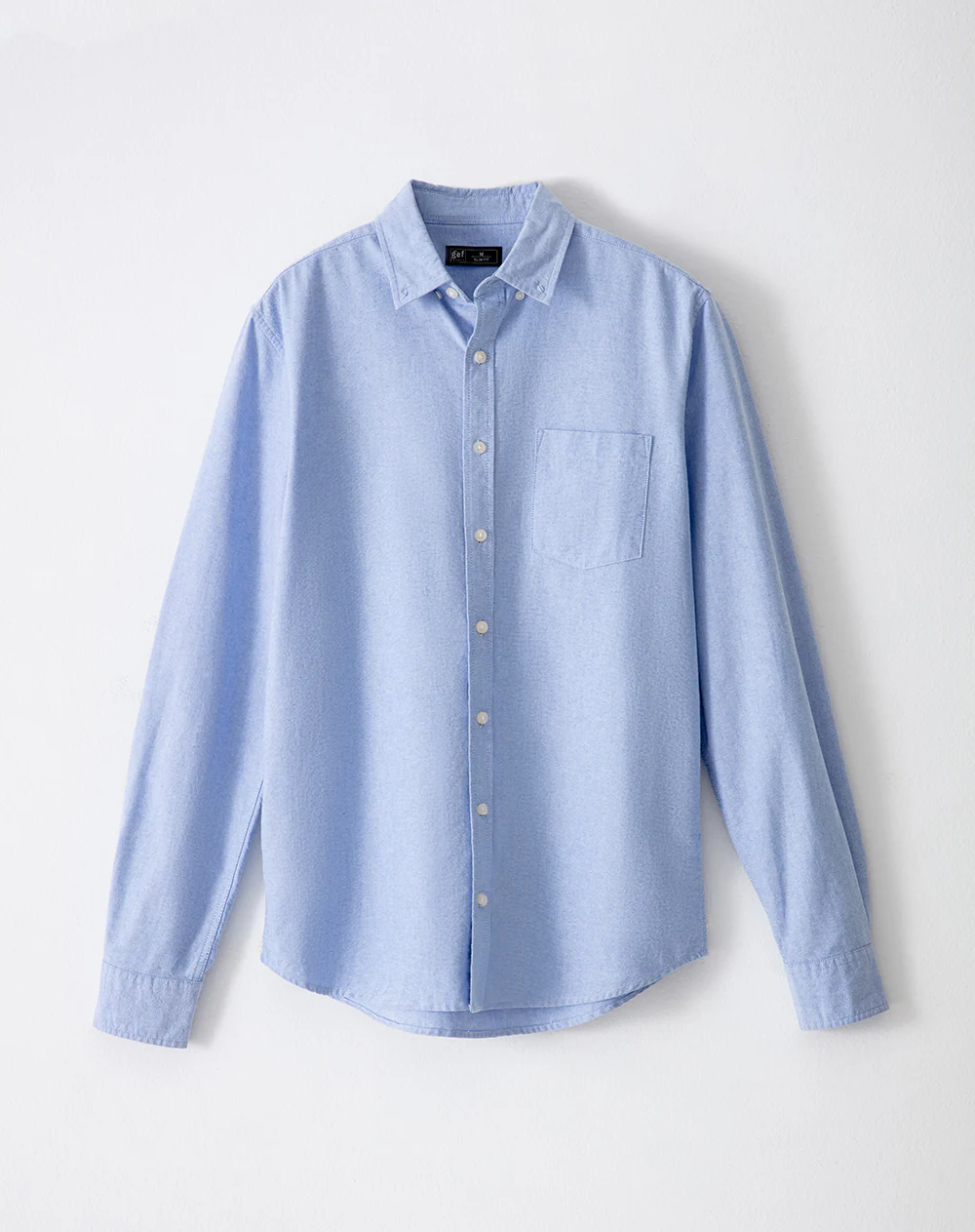 Camisa manga larga slim algodón azul hombre - Image 5