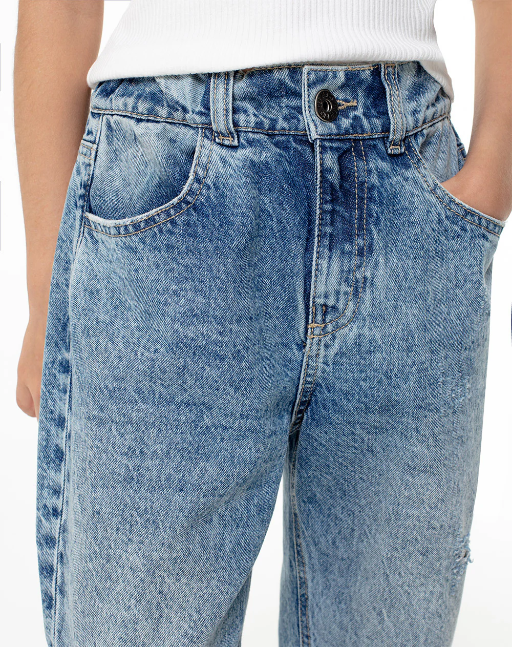 Jean mom fit tiro medio índigo medio niña - Image 5