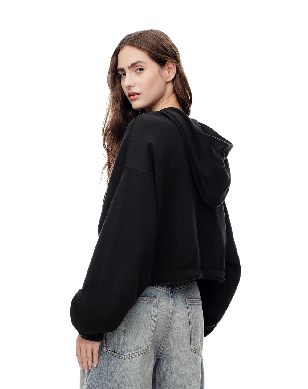 Chaqueta regular algodón negro mujer - Image 2