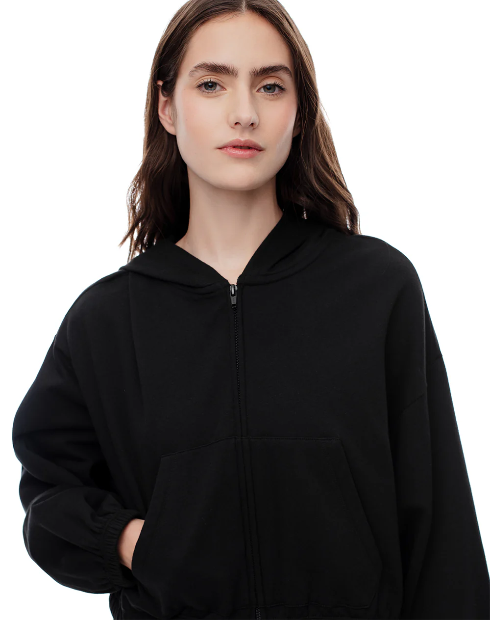 Chaqueta regular algodón negro mujer - Image 3