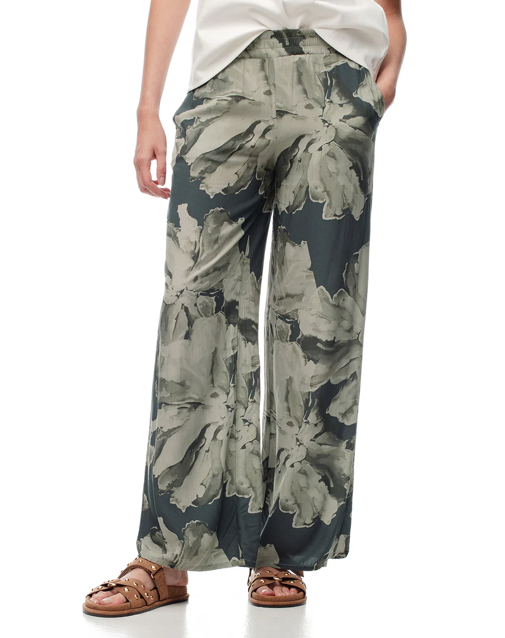 Pantalón wide leg tiro medio estampado mujer - Image 4