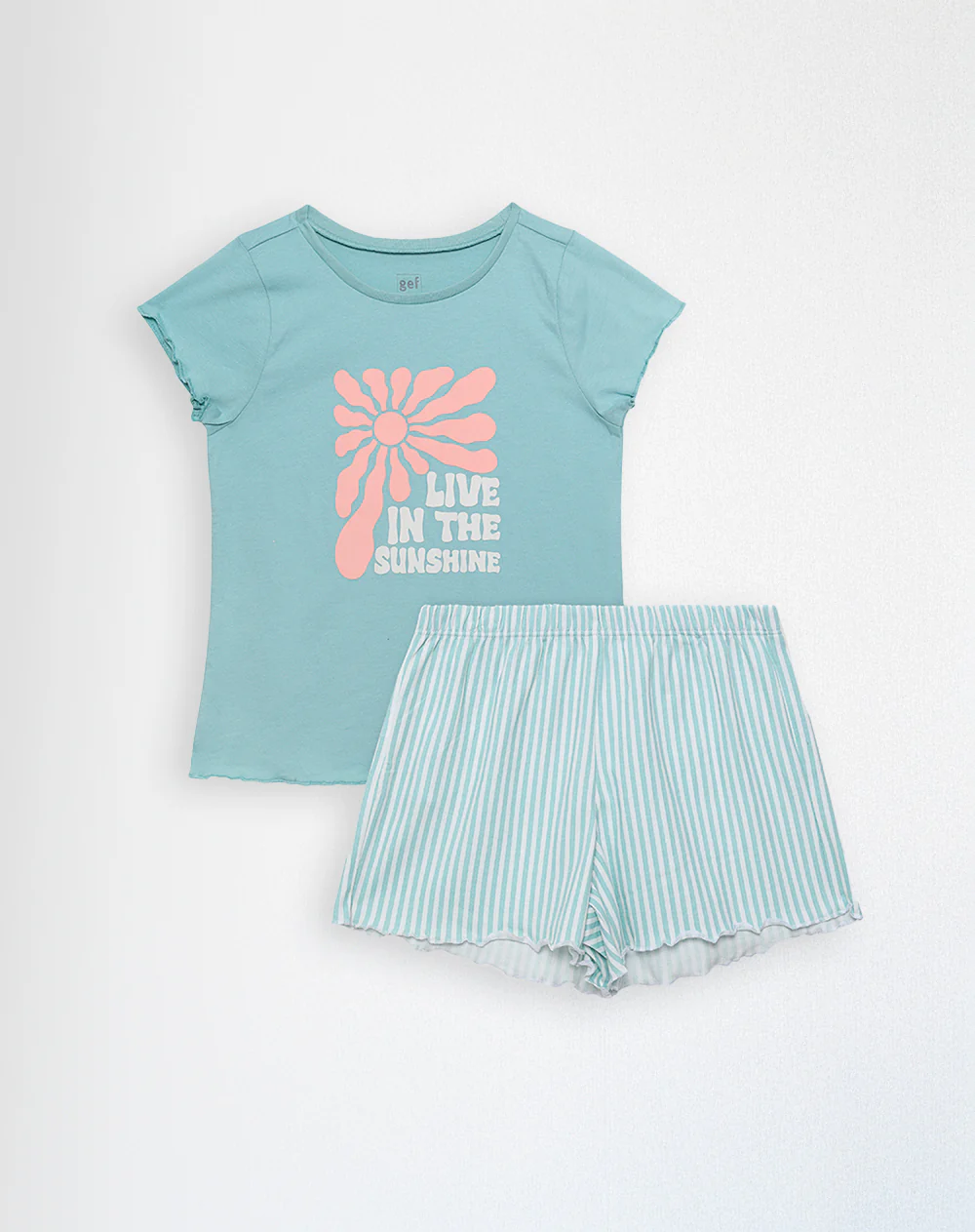 Camiseta + short de pijana niña algodón verde - Image 6