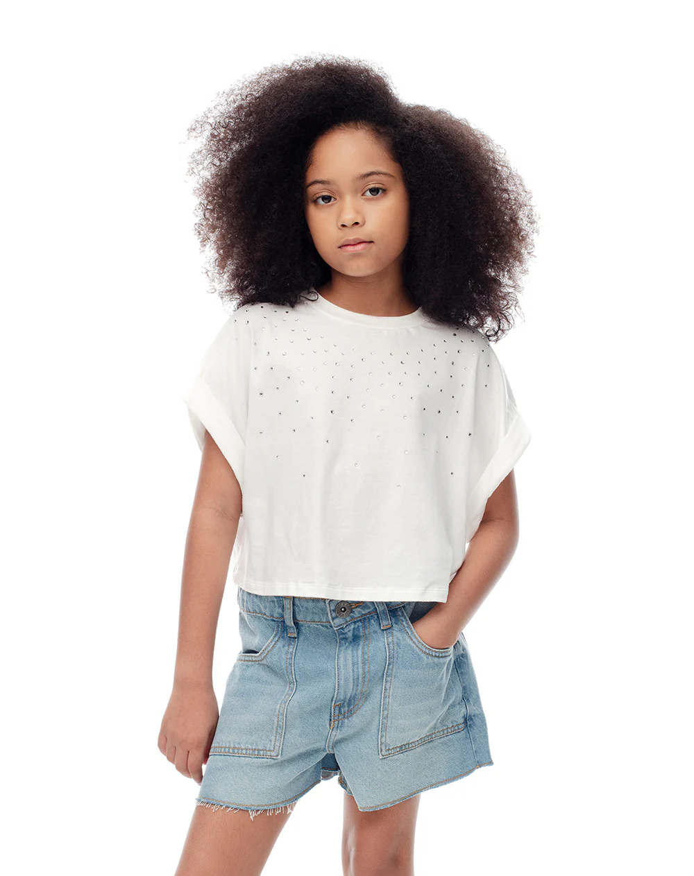 Camiseta regular algodón blanca niña - Image 4