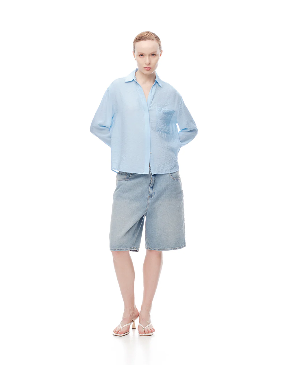 Camisa manga larga regular azul mujer - Image 3