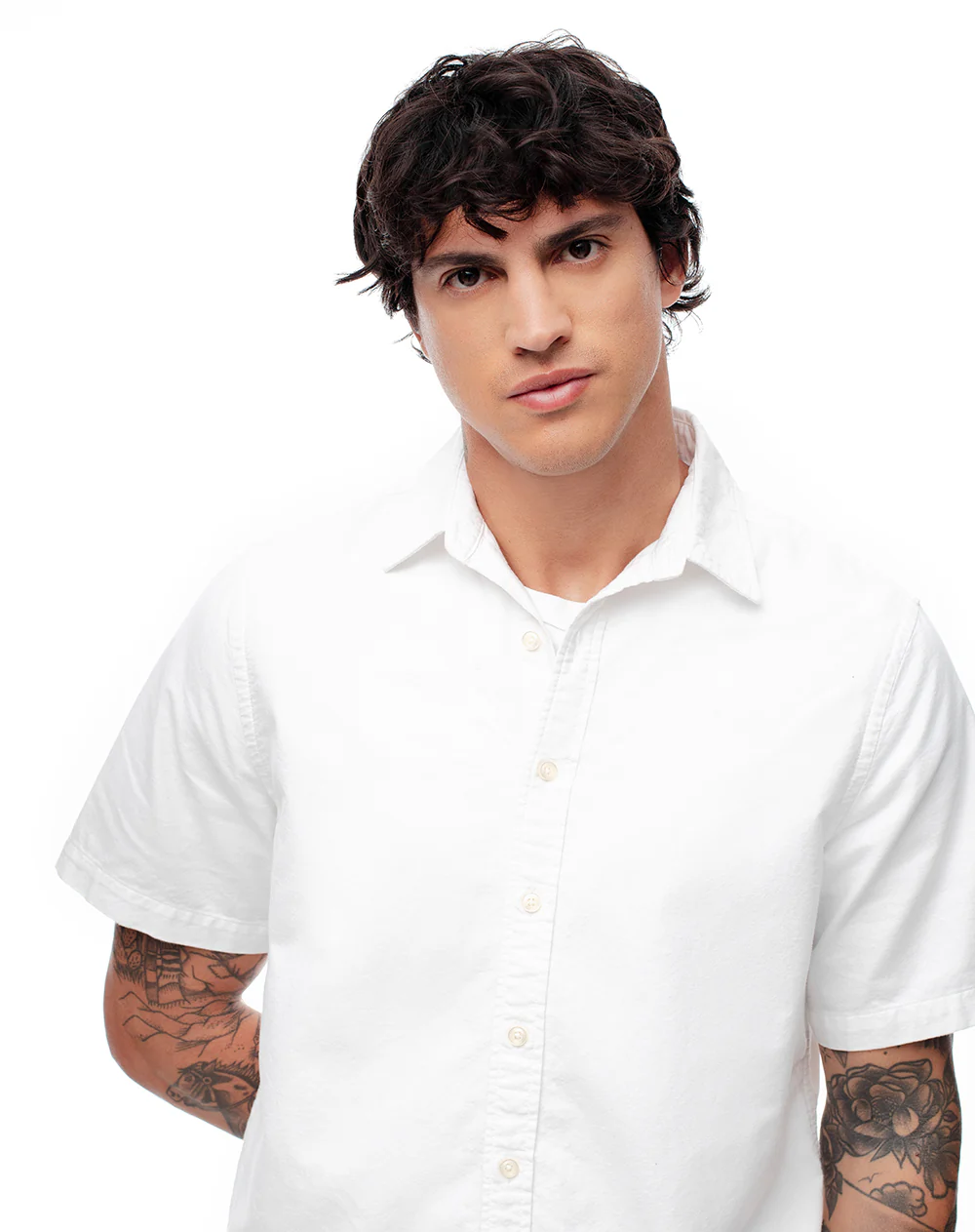Camisa manga corta regular algodón blanca hombre - Image 3