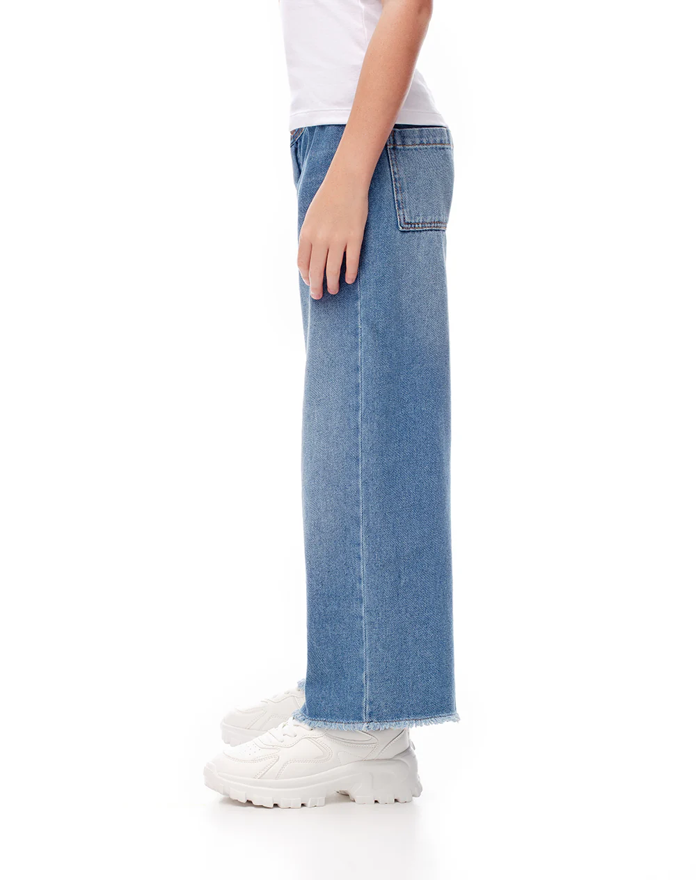 Jean wide leg tiro medio índigo medio niña - Image 4
