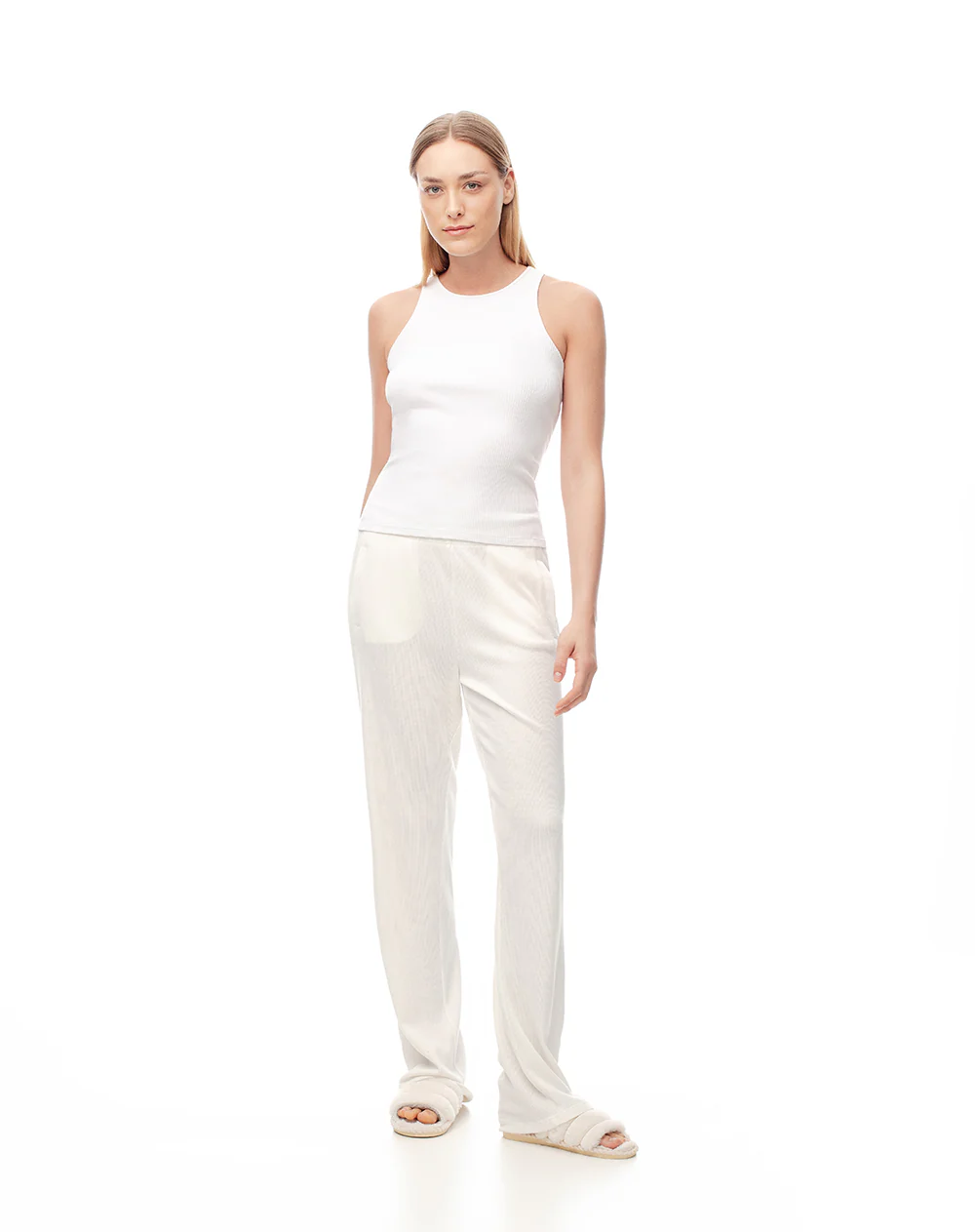 Camiseta esqueleto slim rib algodón blanca mujer - Image 4