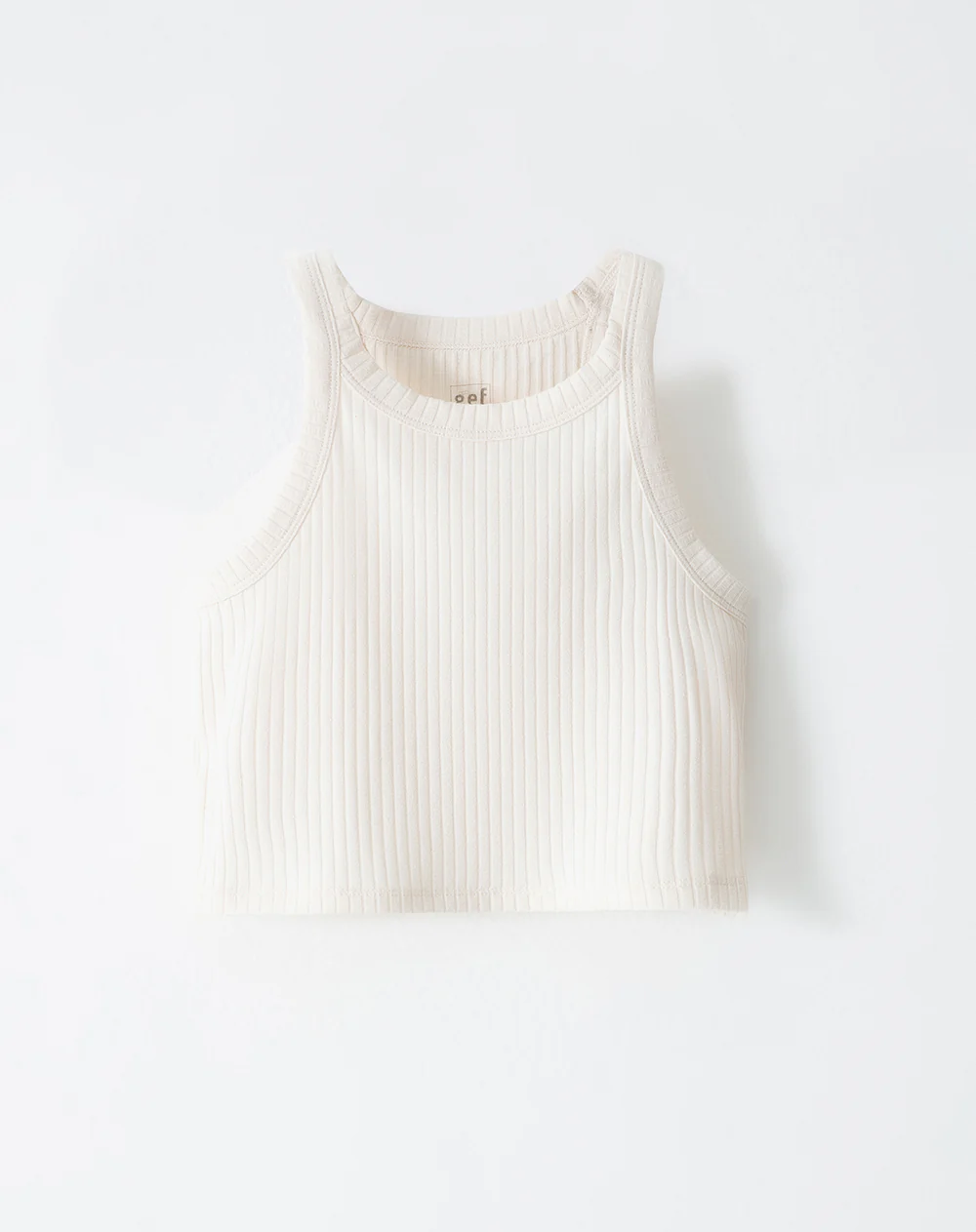 Crop top slim rib crema niña - Image 5
