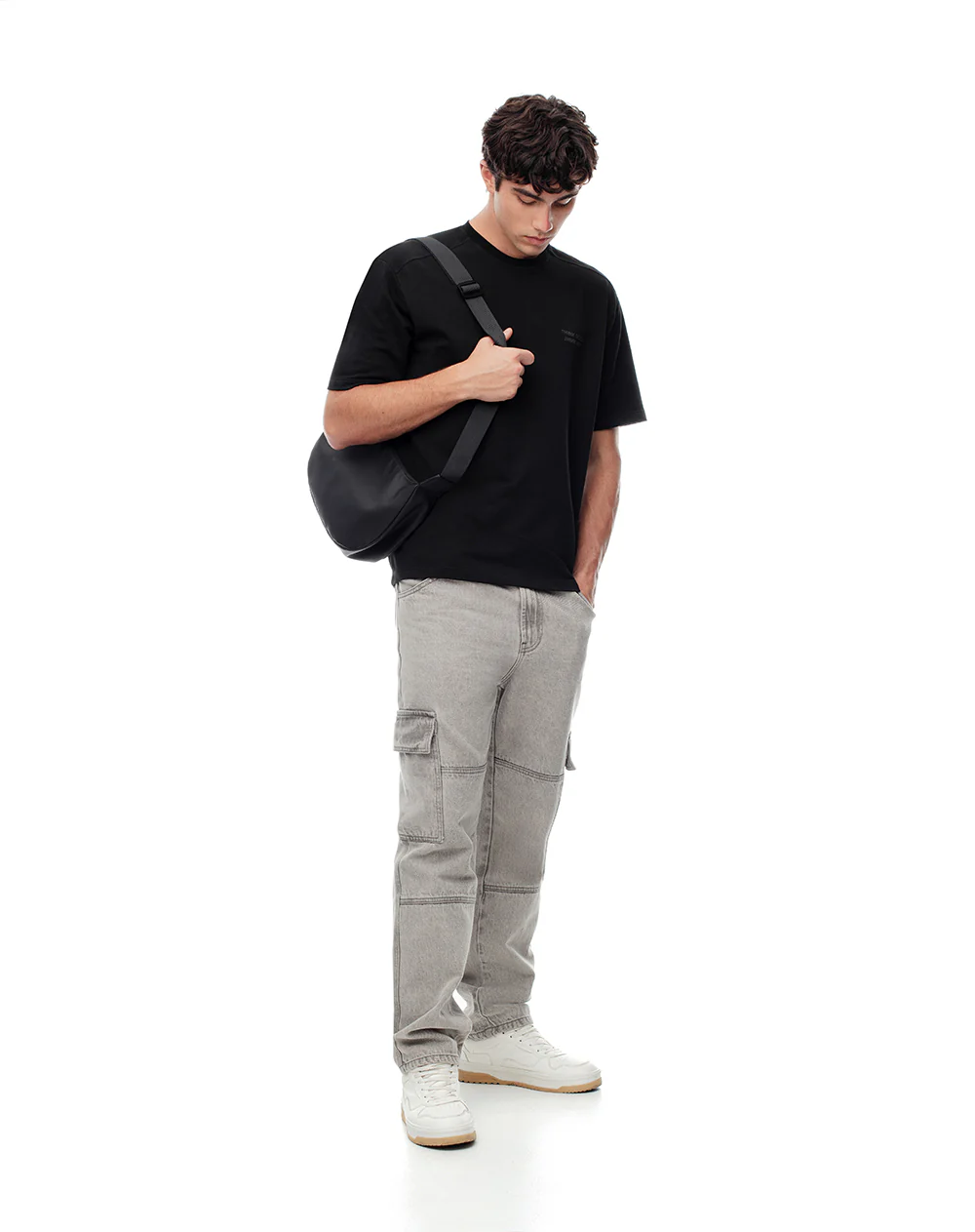 Camiseta oversize algodón negra hombre - Image 4