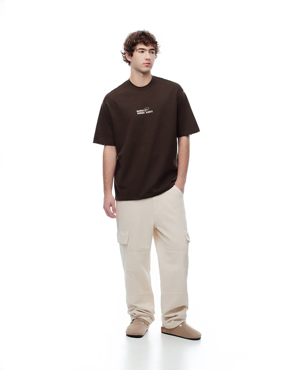 Camiseta oversize algodón chocolate estampada hombre - Image 3