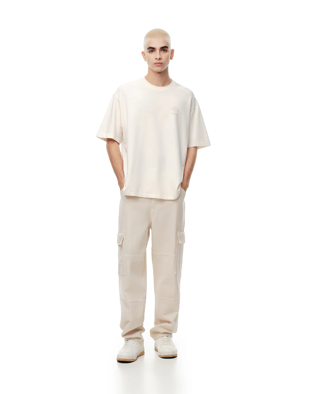 Camiseta oversize algodón vainilla hombre - Image 4