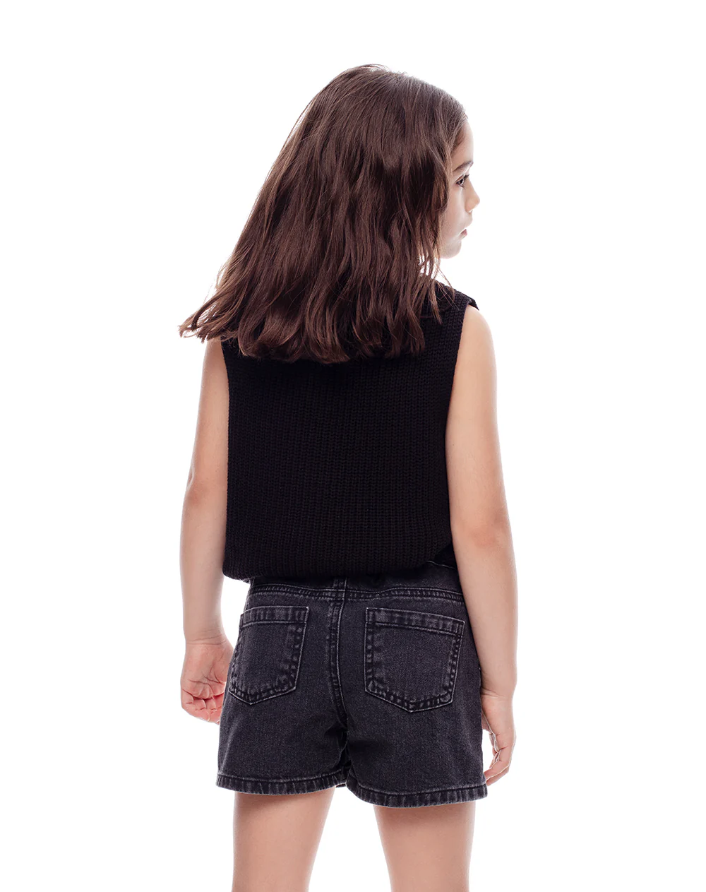 Short tiro medio denim negro niña - Image 2
