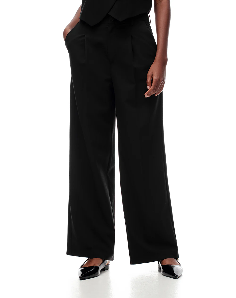 Pantalón wide leg tiro alto negro mujer - Image 5