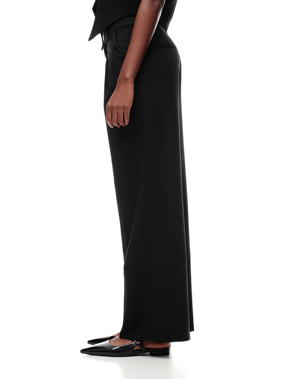 Pantalón wide leg tiro alto negro mujer - Image 6