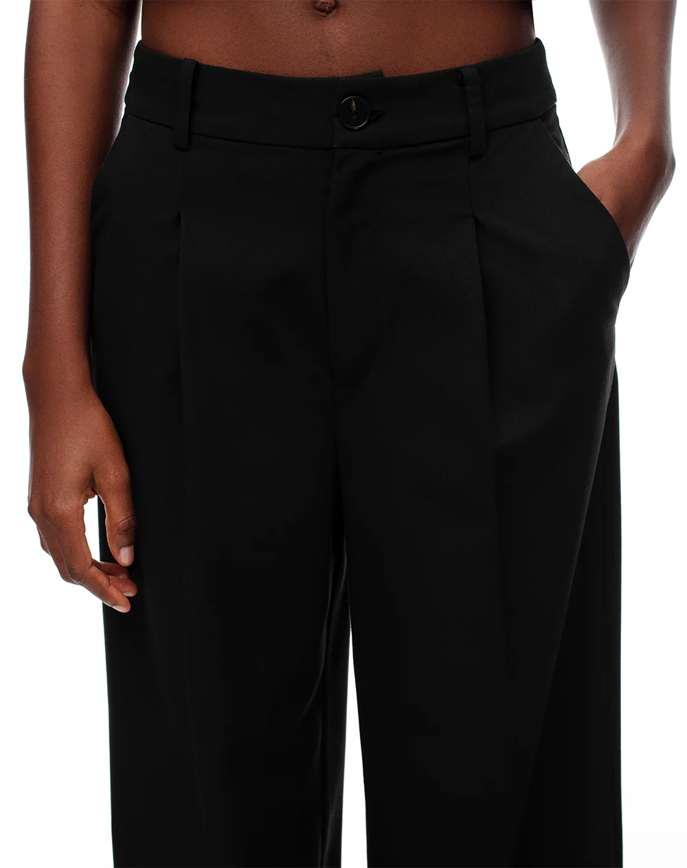 Pantalón wide leg tiro alto negro mujer - Image 7