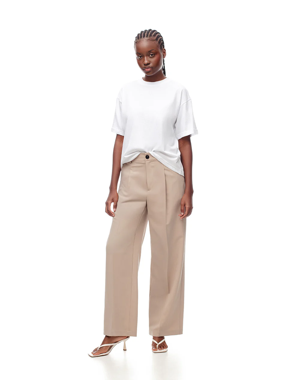 Pantalón wide leg tiro alto caqui mujer - Image 2