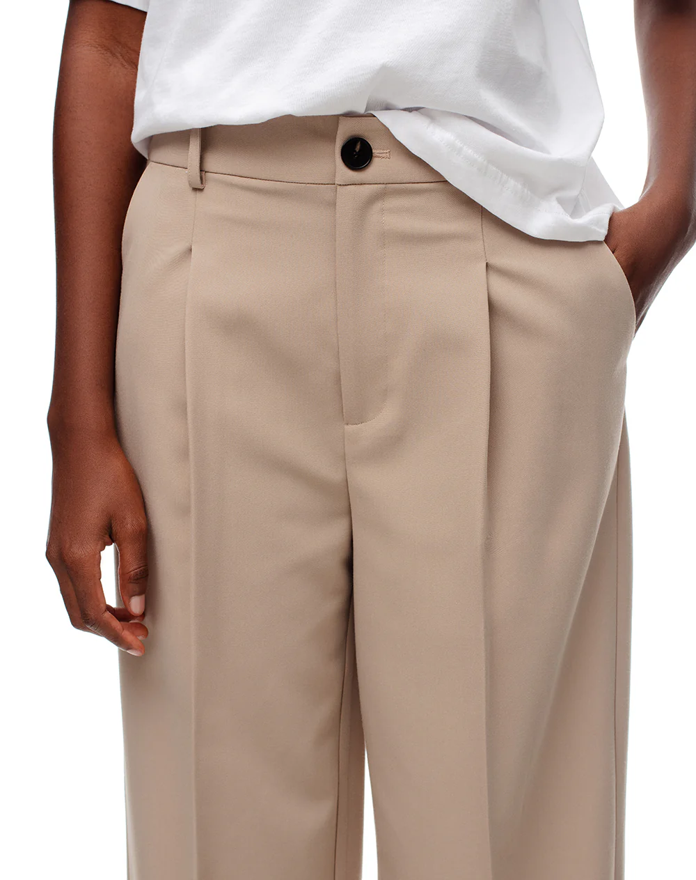 Pantalón wide leg tiro alto caqui mujer - Image 4