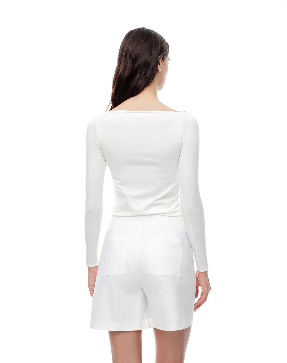Short tiro alto algodón blanco mujer - Image 3
