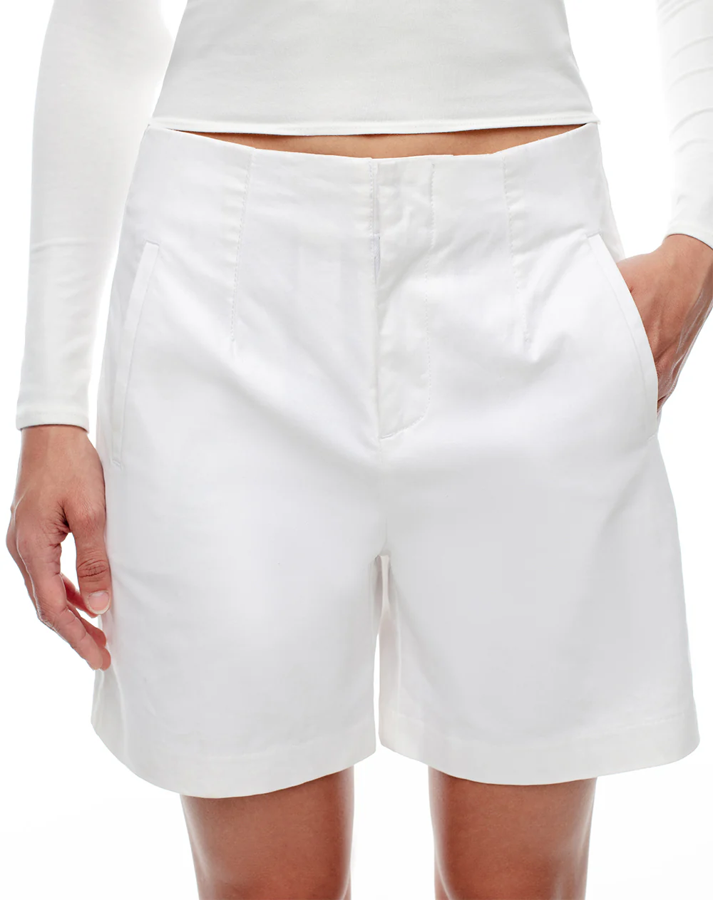 Short tiro alto algodón blanco mujer - Image 4