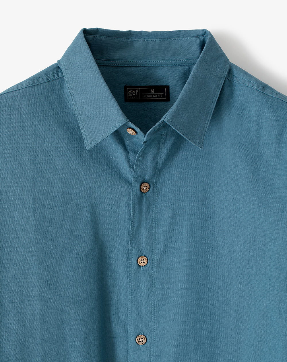 Camisa manga larga regular lino azul hombre - Image 6