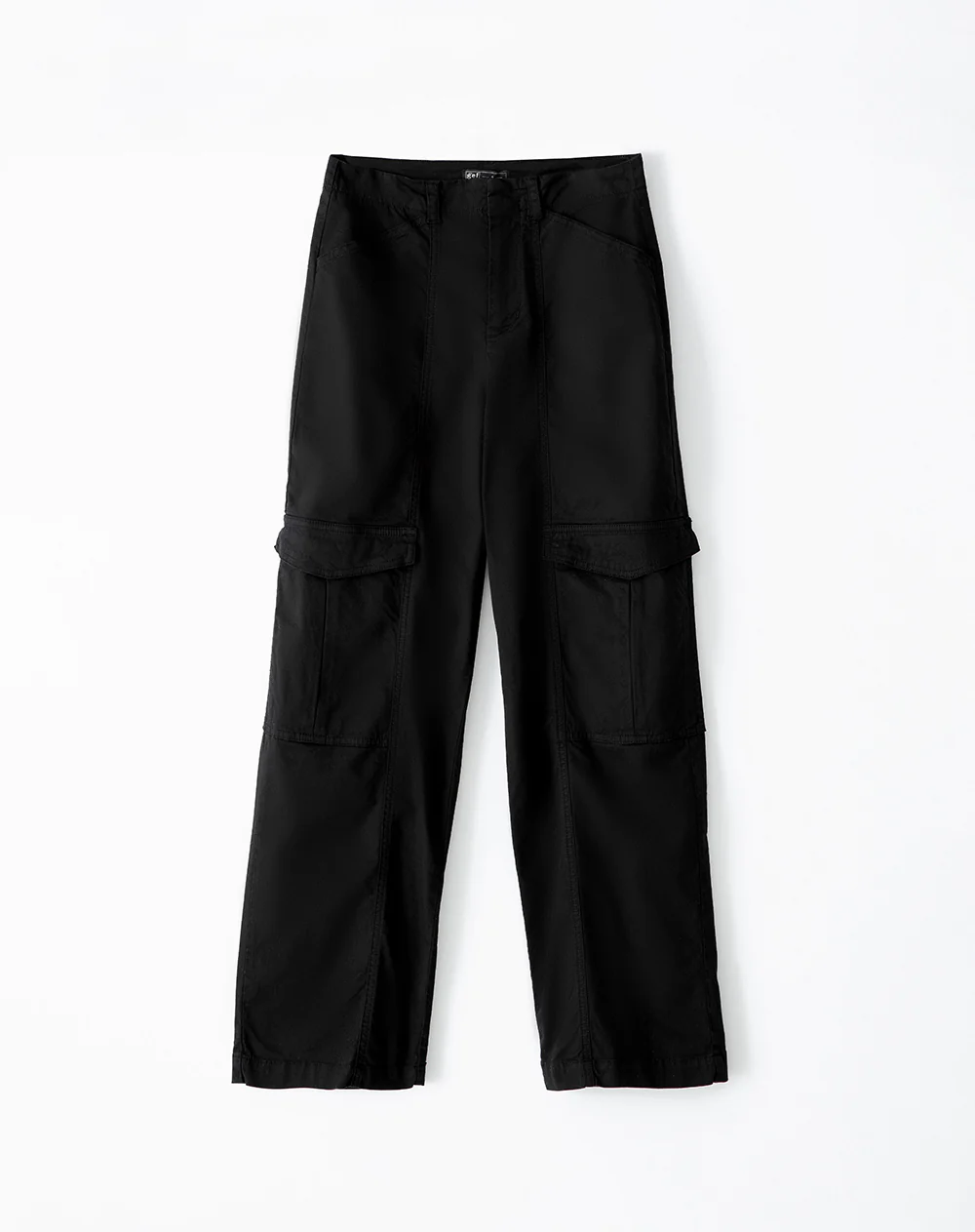 Pantalón cargo tiro medio algodón negro mujer - Image 2