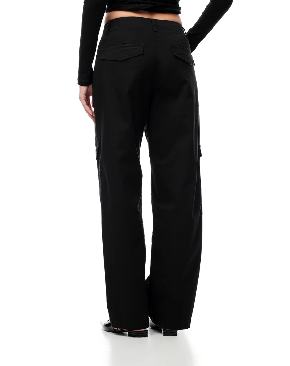Pantalón cargo tiro medio algodón negro mujer - Image 3